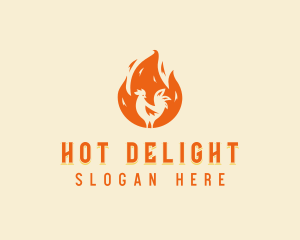 Roasting Chicken BBQ logo design