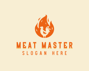 Roasting Chicken BBQ logo design