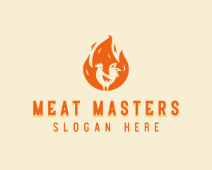 Roasting Chicken BBQ logo design