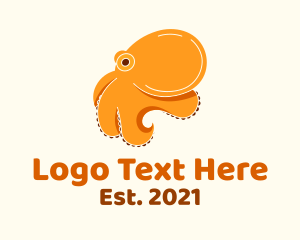 Sea Animal - Orange Octopus Mascot logo design