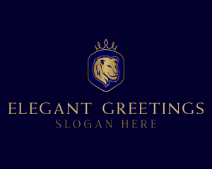 Elegant Crown Lion King logo design