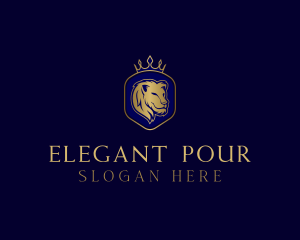 Elegant Crown Lion King logo design