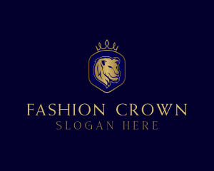 Elegant Crown Lion King logo design