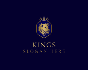 Elegant Crown Lion King logo design