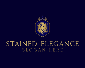 Elegant Crown Lion King logo design