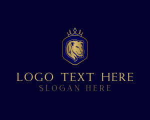 Hunting - Elegant Crown Lion King logo design