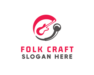 Folk - Guitar  Microphone Band logo design