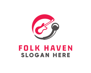 Folk - Guitar  Microphone Band logo design