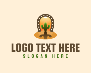 Vacation - Horse Shoe Desert Cactus logo design