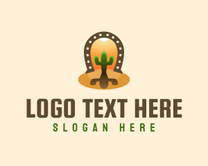 Sheriff - Horse Shoe Desert Cactus logo design