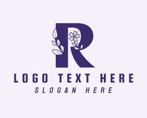 Floral Beauty Letter R logo design