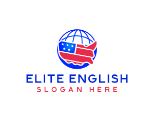 English - American Globe Map logo design