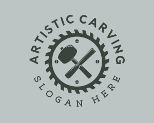 Carving - Hammer Chisel Gear Tools logo design
