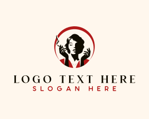 Lady - Cigarette Smoking Woman logo design