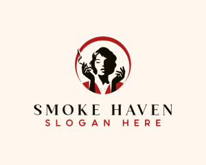 Cigarette Smoking Woman logo design