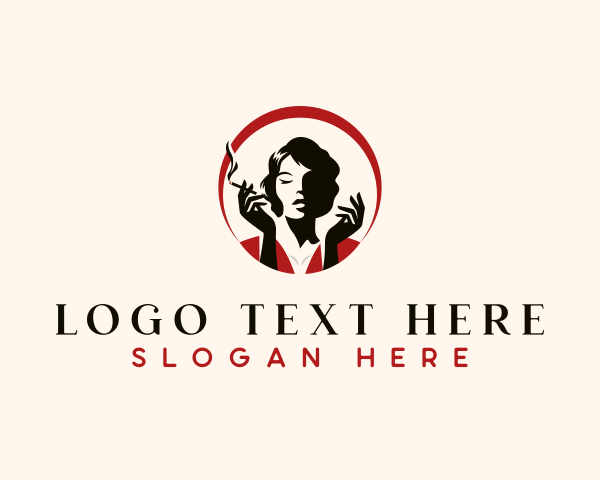 Hat - Cigarette Smoking Woman logo design