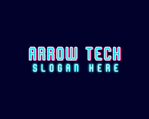 Neon Tech Glitch logo design