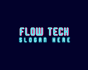 Neon Tech Glitch logo design