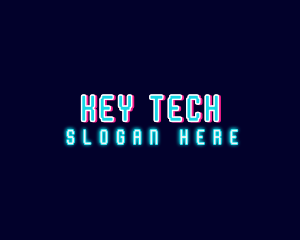 Neon Tech Glitch logo design