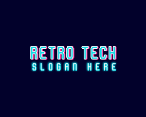 Neon Tech Glitch logo design