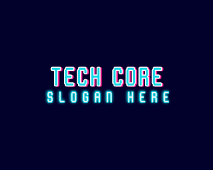 Neon Tech Glitch logo design