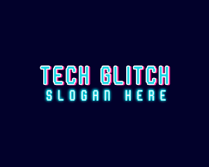 Neon Tech Glitch logo design