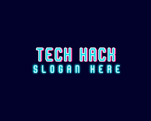 Neon Tech Glitch logo design