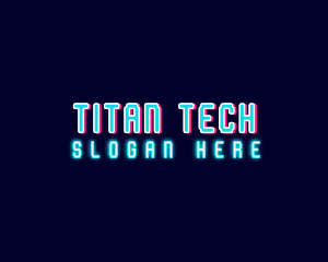 Neon Tech Glitch logo design