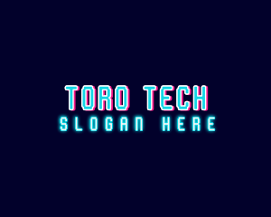 Neon Tech Glitch logo design