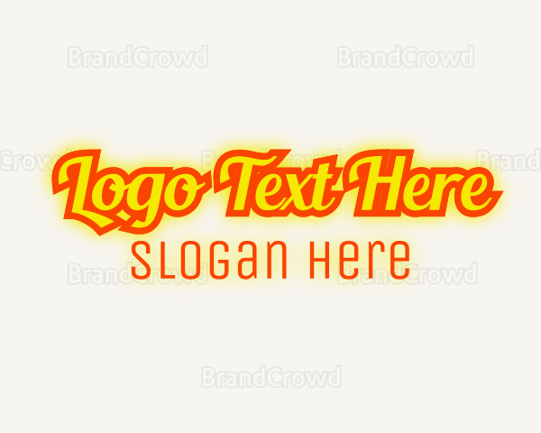 Retro Glow Cursive Logo