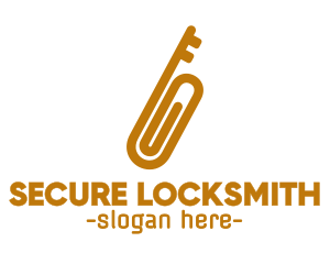 Locksmith - Gold Key Clip logo design