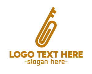 Locksmith - Gold Key Clip logo design