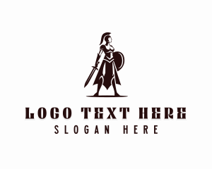 Sword - Warrior Woman Sword logo design