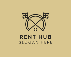 Rent - House Key Circle logo design