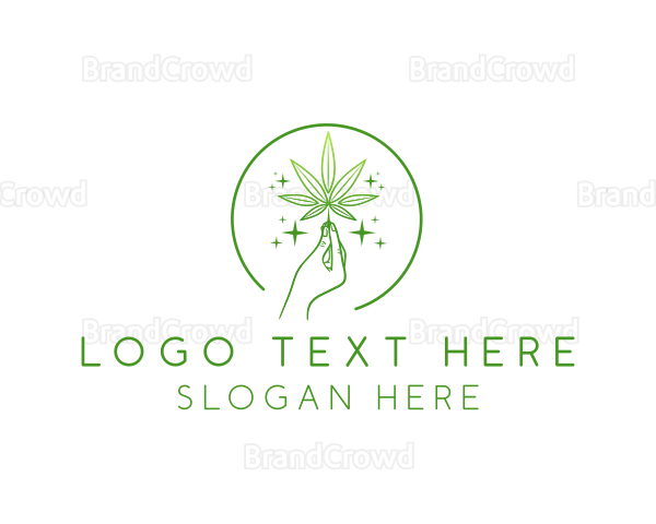 Cannabis Weed Leaf Hand Logo
