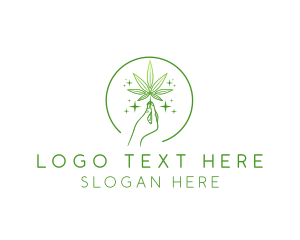 Hemp - Cannabis Weed Leaf Hand logo design