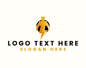 Utlity - Lightning Bolt Human logo design