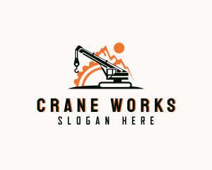 Crane - Mechanical Mountain Crane logo design