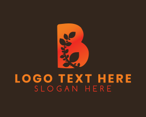 Autumn - Vine Silhouette Letter B logo design