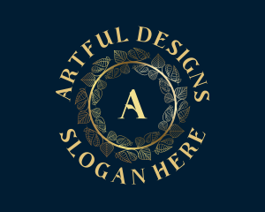 Gold Luxury Leaf Mandala logo design