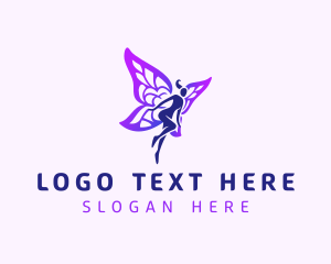 Massage - Lady Fairy Wings logo design