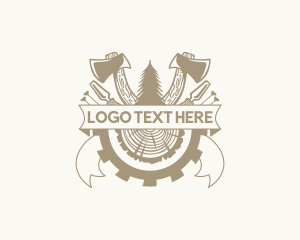 Cogwheel - Woodworking Carpentry Tools logo design