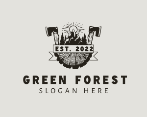 Wood Forest Axe Lumber logo design