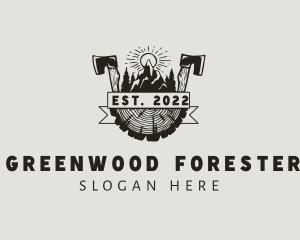 Wood Forest Axe Lumber logo design