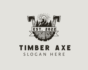 Wood Forest Axe Lumber logo design