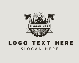 Wood Forest Axe Lumber Logo