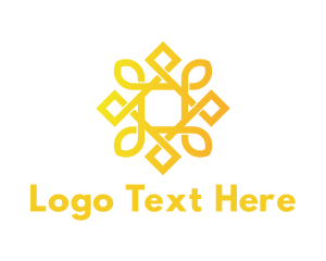 Yellow Flower - Geometric Golden Sun logo design