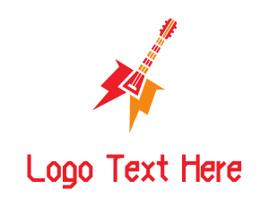 Guitar Lessons - Thunder Guitar Band logo design