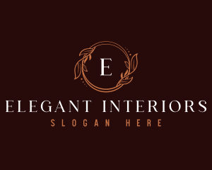 Elegant Leaf Wreath  logo design