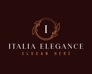 Elegant Leaf Wreath  logo design